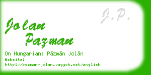 jolan pazman business card