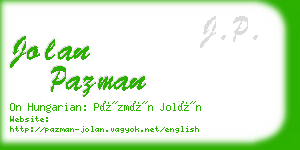 jolan pazman business card